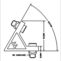 40-560-0 MODULAR SOLUTIONS ANGLE BRACKET 45MM WIDE 60 DEGREES HARDWARE NOT INCLUDED